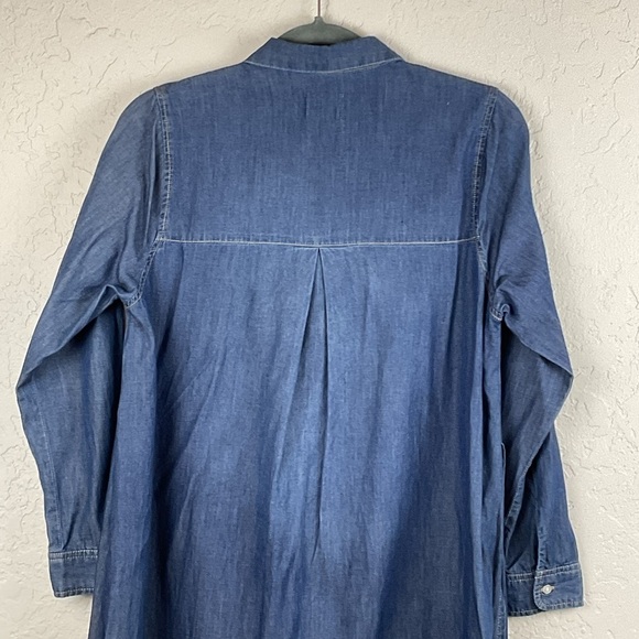 JW Signature Los Angeles Lightweight Blue Denim Button Down Shirt Dress Sz M/L - Picture 7 of 10
